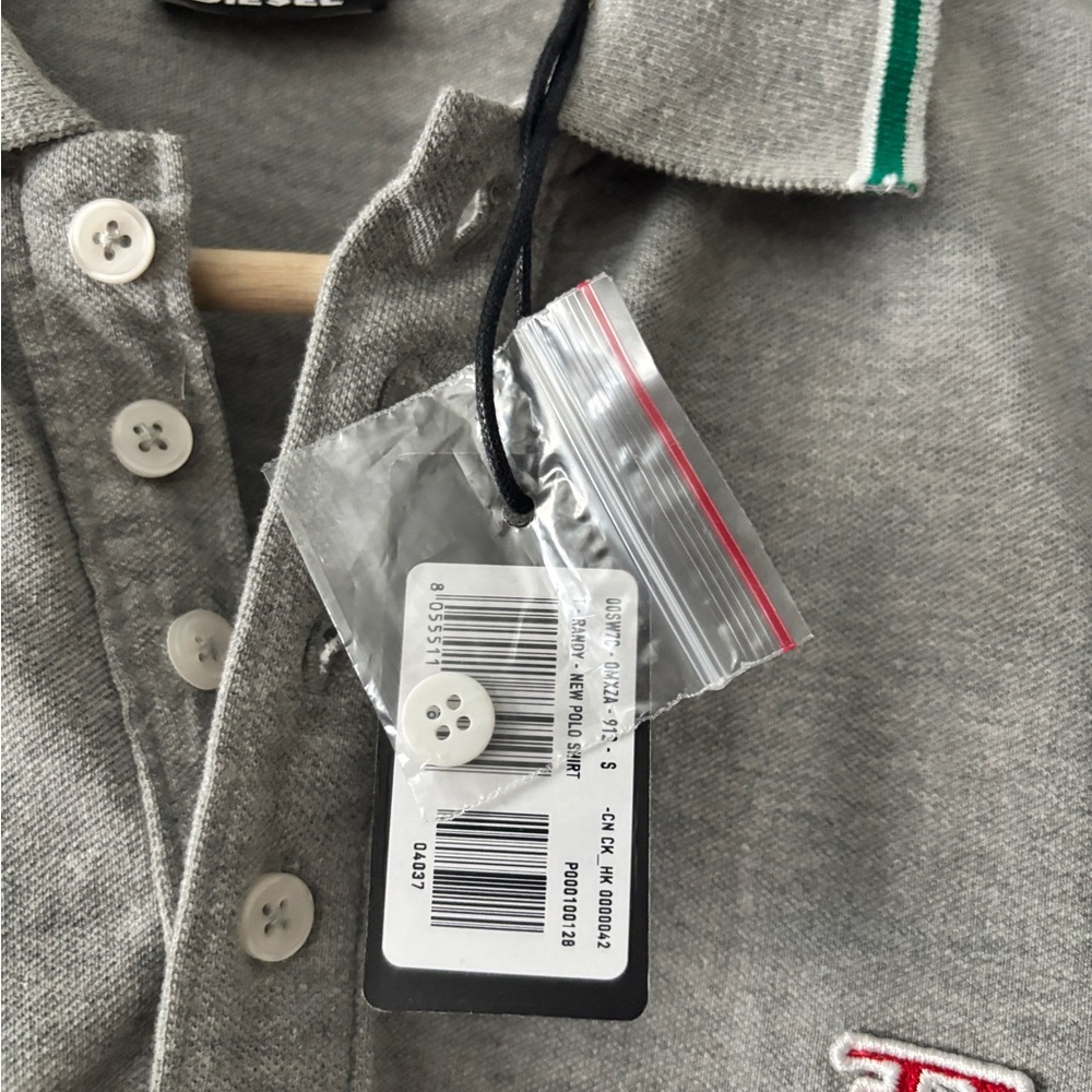NWT Diesel T-Randy Cotton Piquet Gray Polo Shirt - Picture 5 of 7